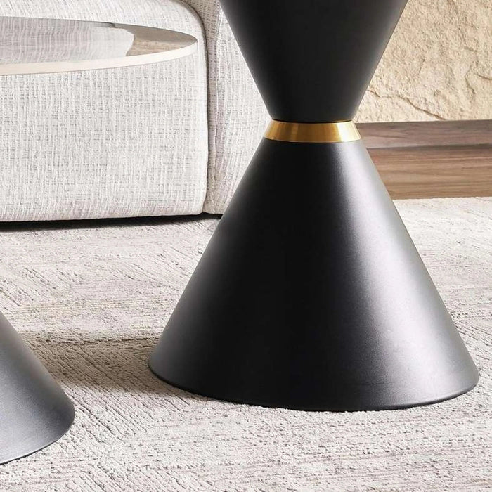 Rocco Set Of 2 Coffe Table Sintered Stone Top Black & White Pan Home