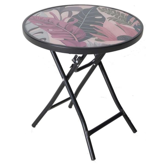 Rochi Floral Outdoor Folding Table - Black Frame