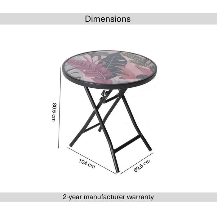 Rochi Floral Outdoor Folding Table - Black Frame