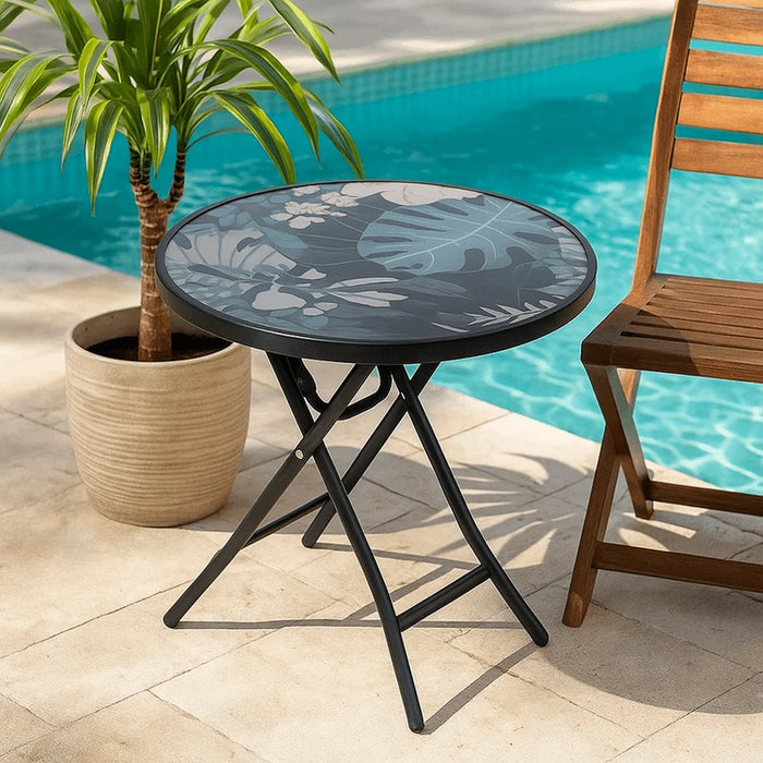 Rochi Leaf Outdoor Folding Table - Black Frame
