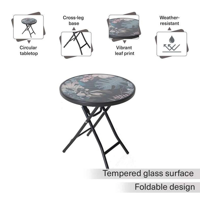 Rochi Leaf Outdoor Folding Table - Black Frame
