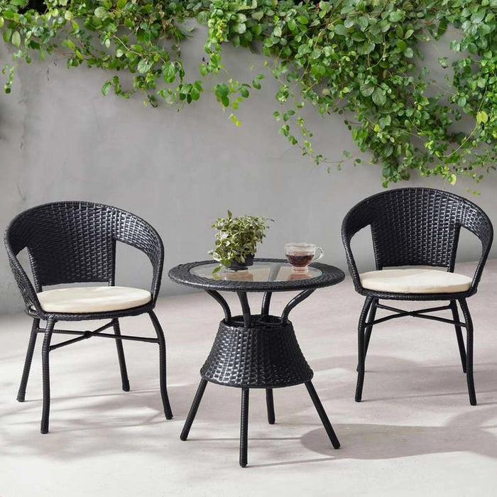 Rodian Balcony Set 1+2 Rattan- Black Beige