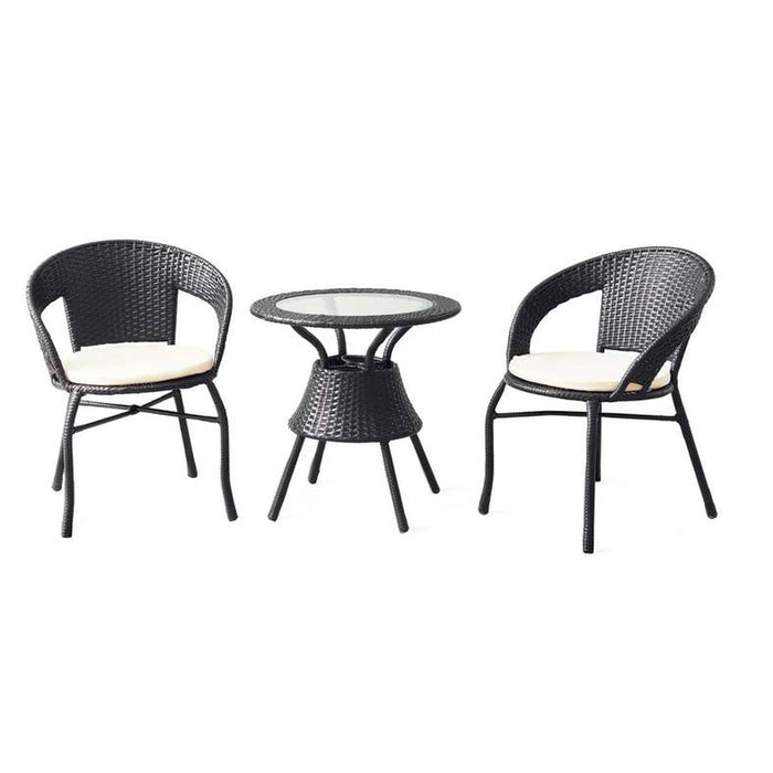 Rodian Balcony Set 1+2 Rattan- Black Beige