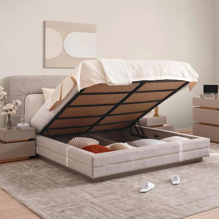 Roma 6 Pc Bedroom Set With Hydraulic Bed 180X200 Cm - Cream Pan Home