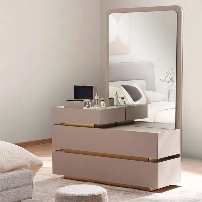 Roma 6 Pc Bedroom Set With Hydraulic Bed 180X200 Cm - Cream Pan Home