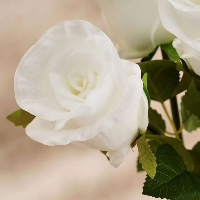 Rose Artificial Flower 6Pcs Set H40Cm - White