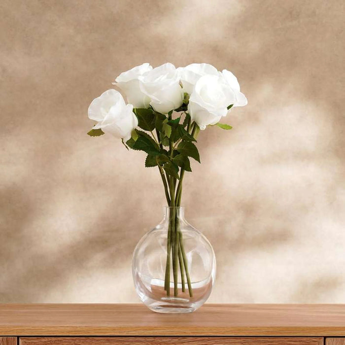 Rose Artificial Flower 6Pcs Set H40Cm - White