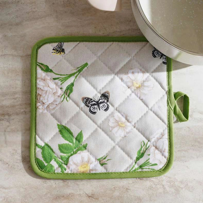 Rose Garden 2-Piece Pot Holder - White Green