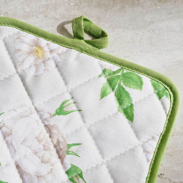 Rose Garden 2-Piece Pot Holder - White Green