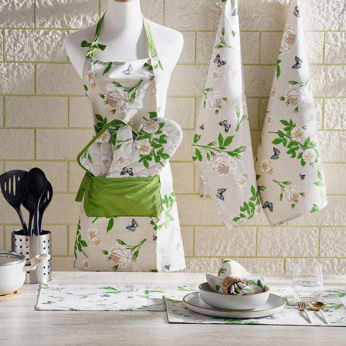 Rose Garden 2-Piece Pot Holder - White Green