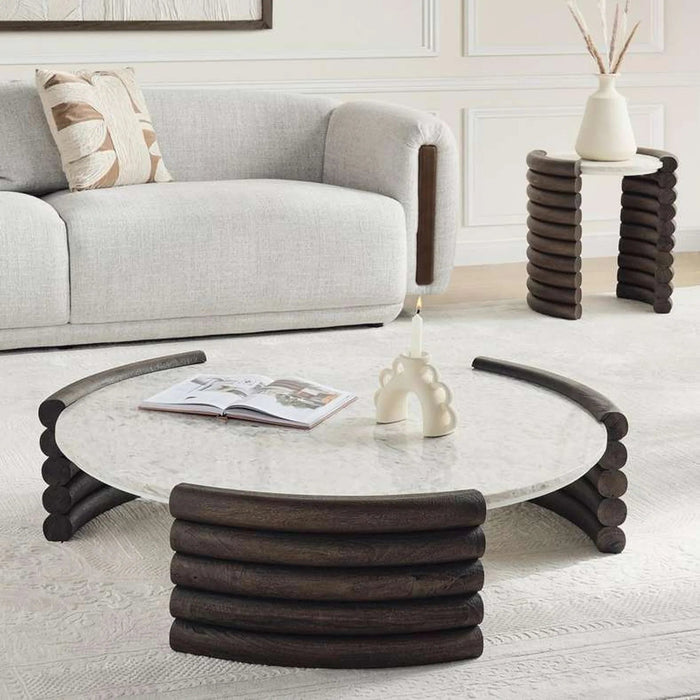 Rosetta Coffee Table Marble - Beige & Brown Pan Home