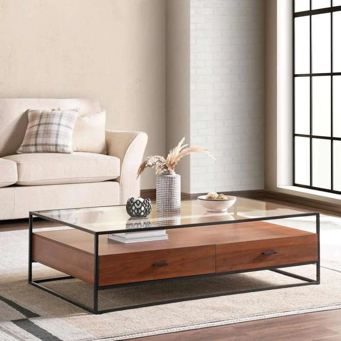 Rosil Coffee Table Large Box Legs - Walnut