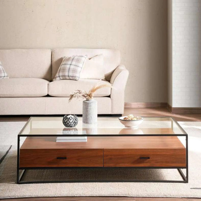 Rosil Coffee Table Large Box Legs - Walnut