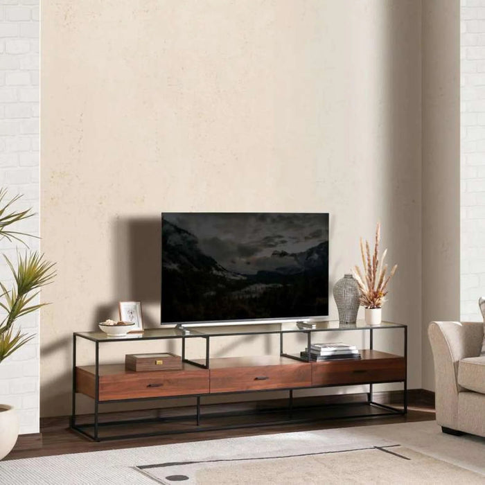 Rosil Tv Unit Box Legs Up To 80 Inches - Walnut