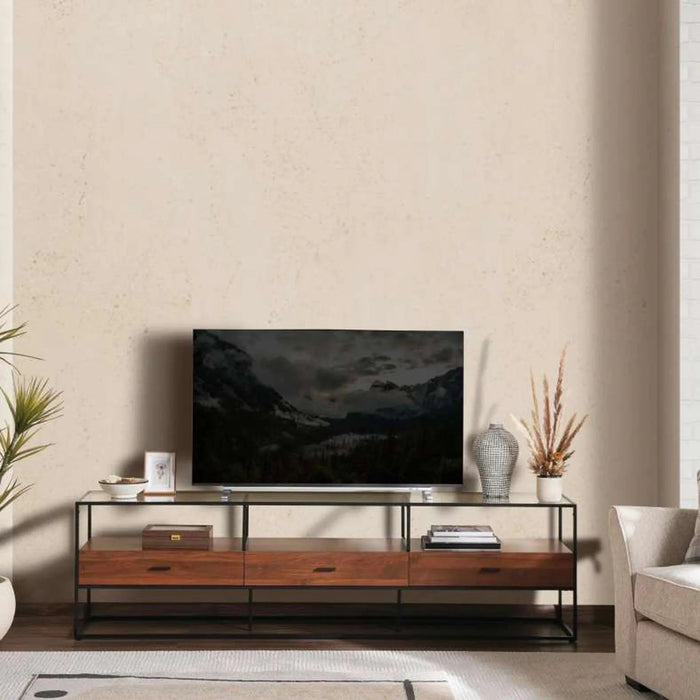 Rosil Tv Unit Box Legs Up To 80 Inches - Walnut