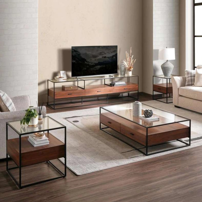 Rosil Tv Unit Box Legs Up To 80 Inches - Walnut