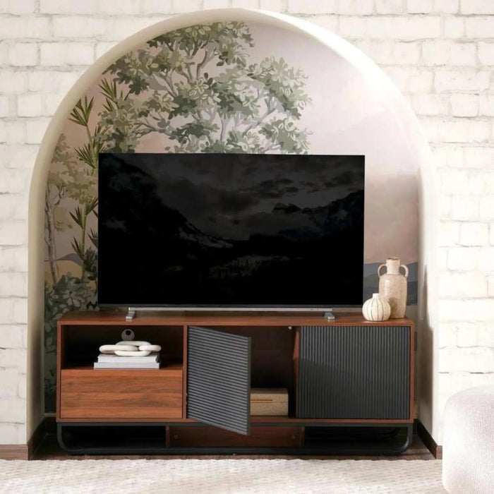 Rosil Tv Unit Curved Leg Up To 60 Inches - Walnut
