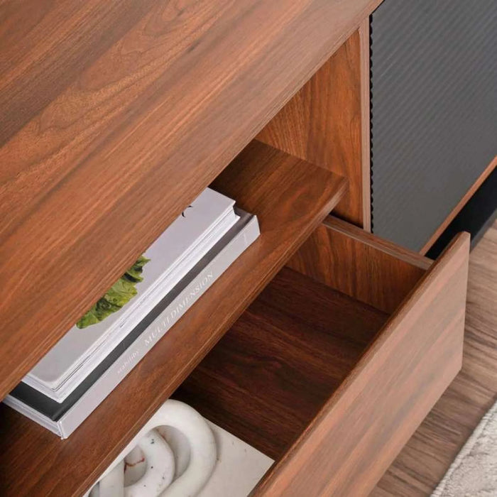 Rosil Tv Unit Curved Leg Up To 60 Inches - Walnut