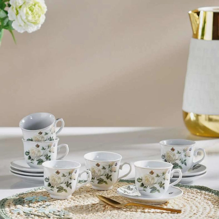 Rosina 12-Piece Espresso Cup & Saucer Set 90Ml -White