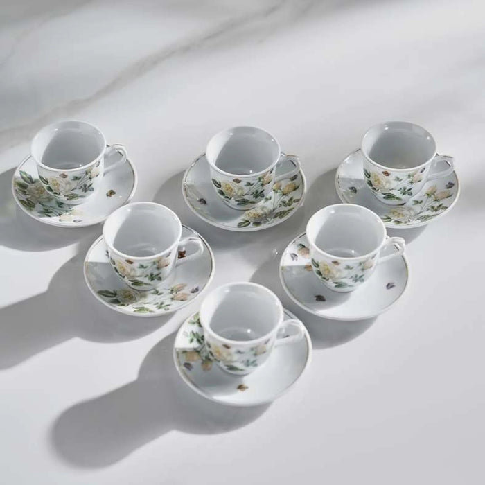 Rosina 12-Piece Espresso Cup & Saucer Set 90Ml -White