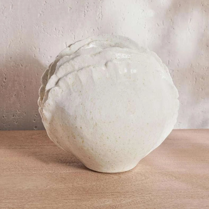 Roslin Stoneware Handpainted Shell Shaped Vase 25X21X23.5Cm - White