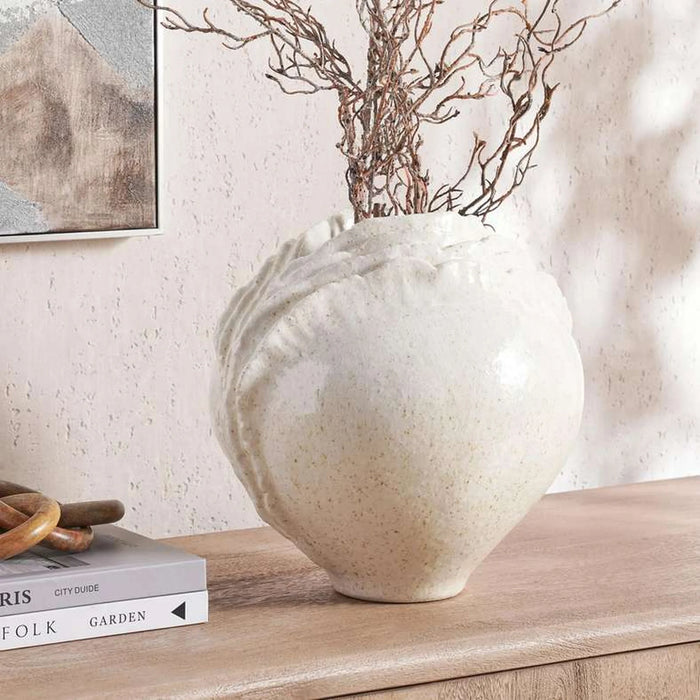 Roslin Stoneware Handpainted Shell Shaped Vase 35X27.5X30Cm - White