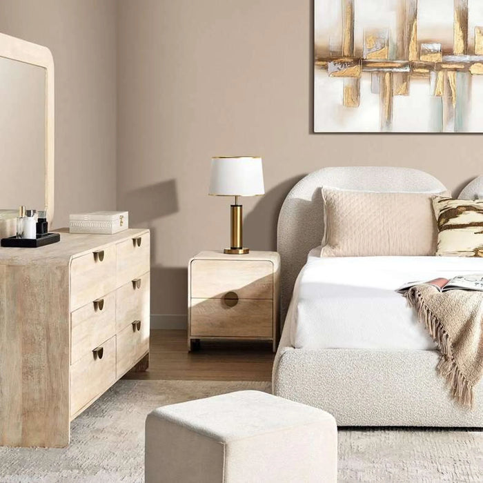Roxanne Dresser With 6 Drawer & Mirror Solid Wood - Natural