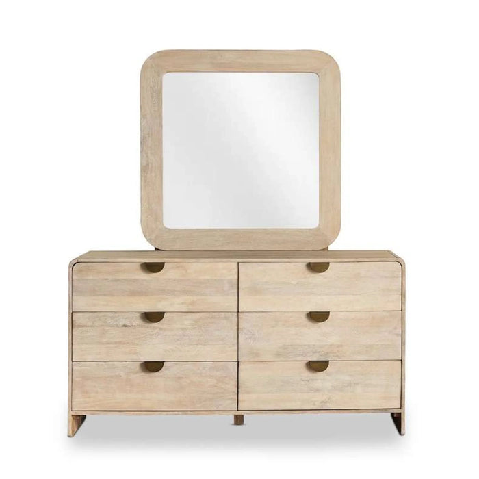 Roxanne Dresser With 6 Drawer & Mirror Solid Wood - Natural