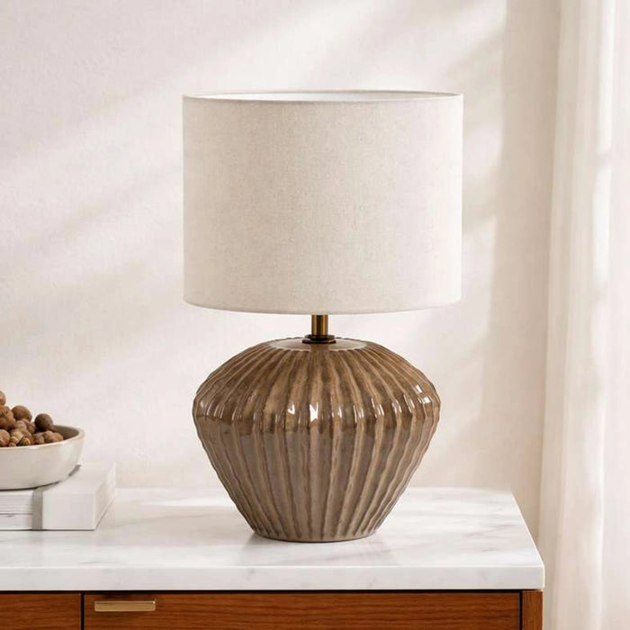 Roxy E27 Ceramic Table Lamp 28X44Cm - Brown