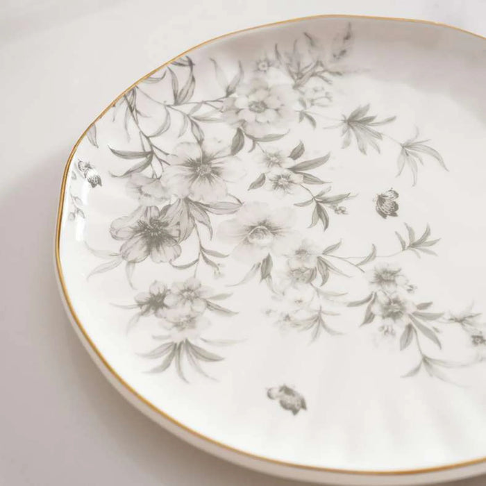 Royal Garden Porcelain Dessert Plate Dia16Cm -White Grey