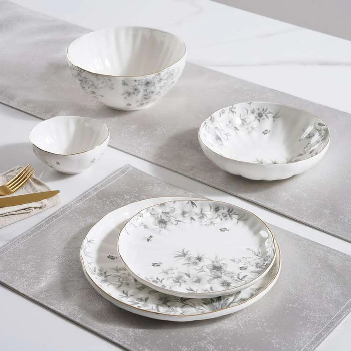 Royal Garden Porcelain Dinner Plate Dia26Cm -White Grey