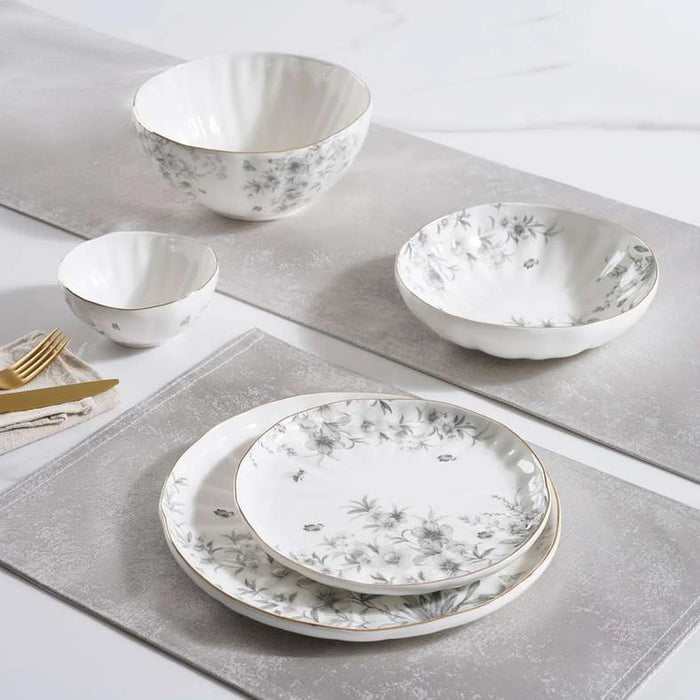 Royal Garden Porcelain Rice Bowl Dia12Cm -White Grey