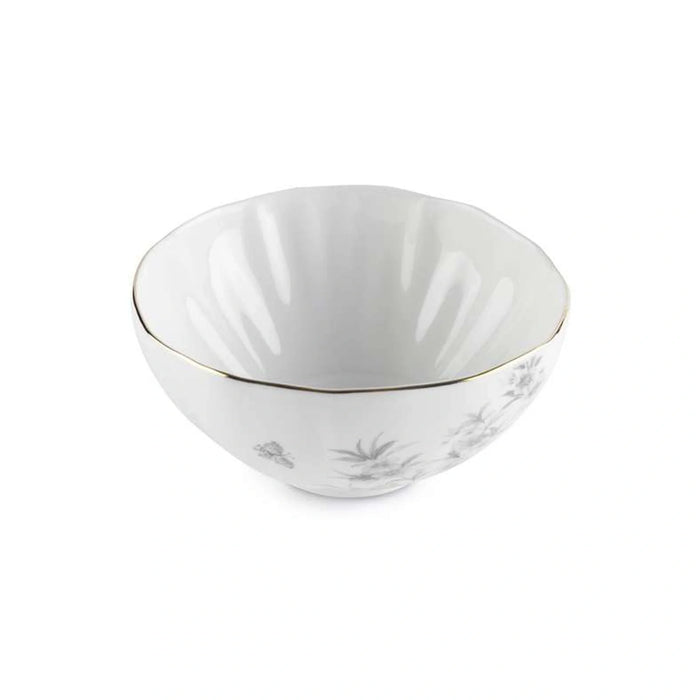 Royal Garden Porcelain Rice Bowl Dia12Cm -White Grey