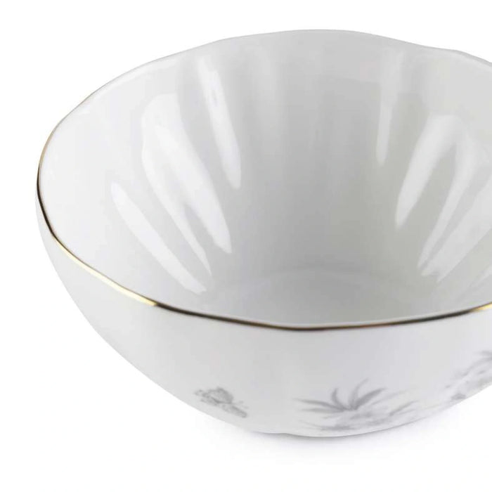 Royal Garden Porcelain Rice Bowl Dia12Cm -White Grey