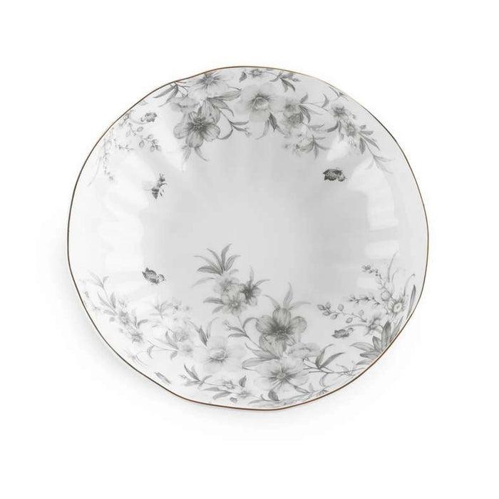 Royal Garden Porcelain Soup Plate - White Grey Pan Home