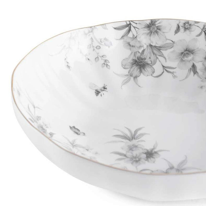 Royal Garden Porcelain Soup Plate - White Grey Pan Home