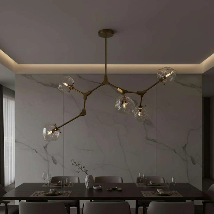 Rubix 5-Light G9 Glass Pendant Lamp 105X70X75Cm - Gold