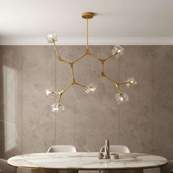 Rubix 7-Light G9 Glass Pendant Lamp 149X85X95Cm - Gold