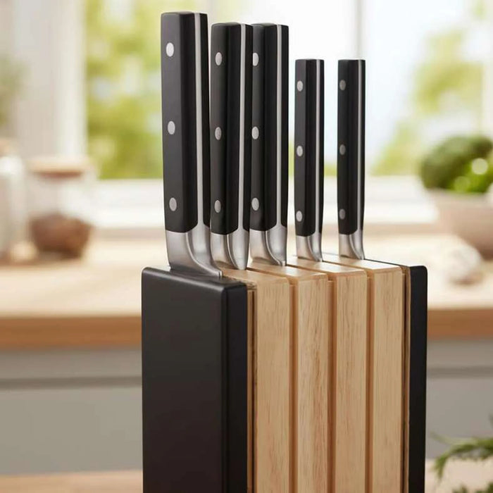 Runo 5-Piece Knife Block Set -Black & Chrome