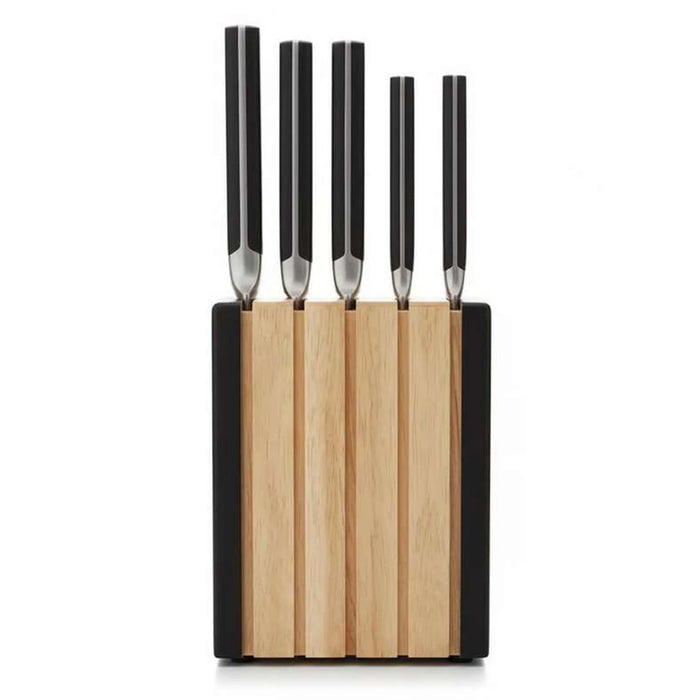 Runo 5-Piece Knife Block Set -Black & Chrome