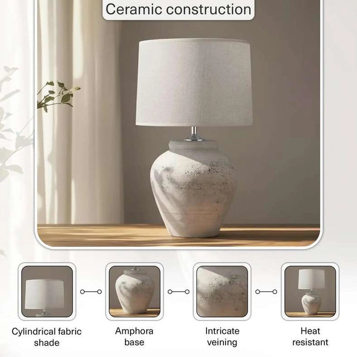 Rushdale E27 Ceramic Table Lamp 38X62Cm - Grey
