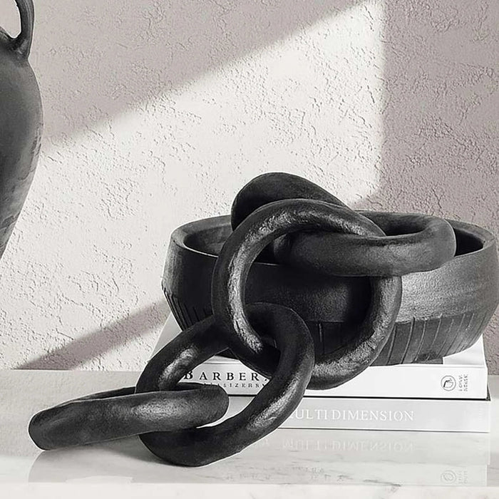 Sable Paper Mache Hand Painted Decor Chain Accent 55X14X7Cm - Black Pan Home