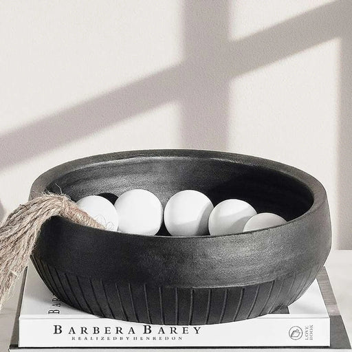Sable Terracotta Decor Bowl 29X29X8Cm - Black Pan Home