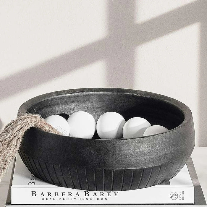 Sable Terracotta Decor Bowl 29X29X8Cm - Black Pan Home