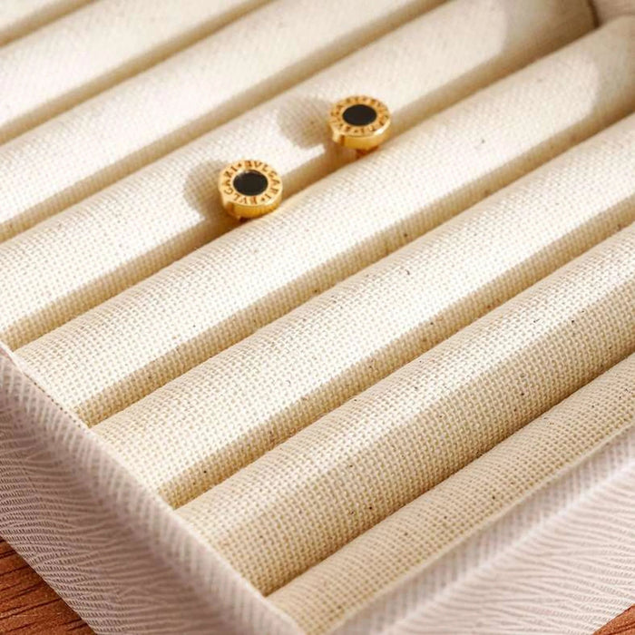 Saffiano Pu & Linen Rings Organizer With Glass Lid 11.7X17.2X5Cm - Grey Pan Home