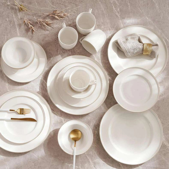 Safiya 16-Piece New Bone China Dinner Set -White Pan Home