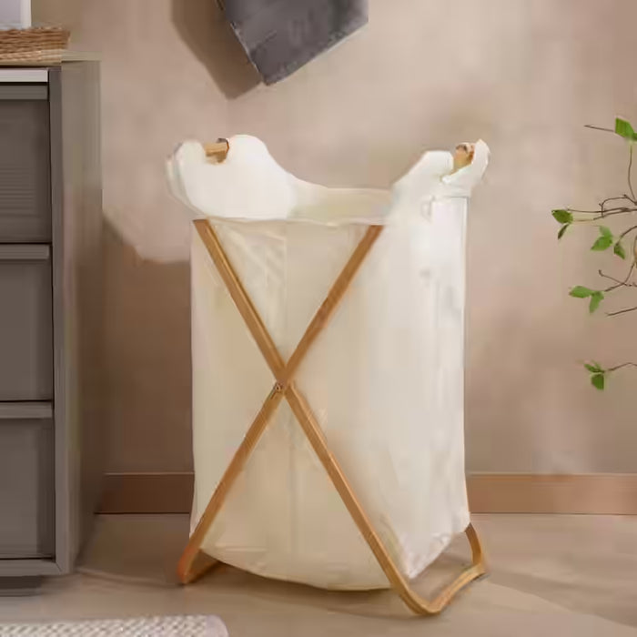 Safiyah Bamboo Frame Laundry Hamper 46X38X66Cm - Natural