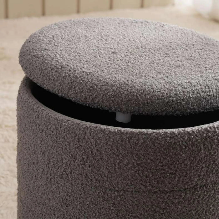 Sahara Boucle Pouf With Storage 35X35X38Cm - Grey Pan Home