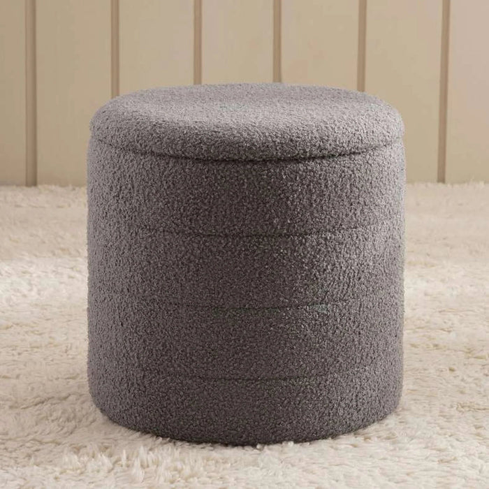 Sahara Boucle Pouf With Storage 35X35X38Cm - Grey Pan Home