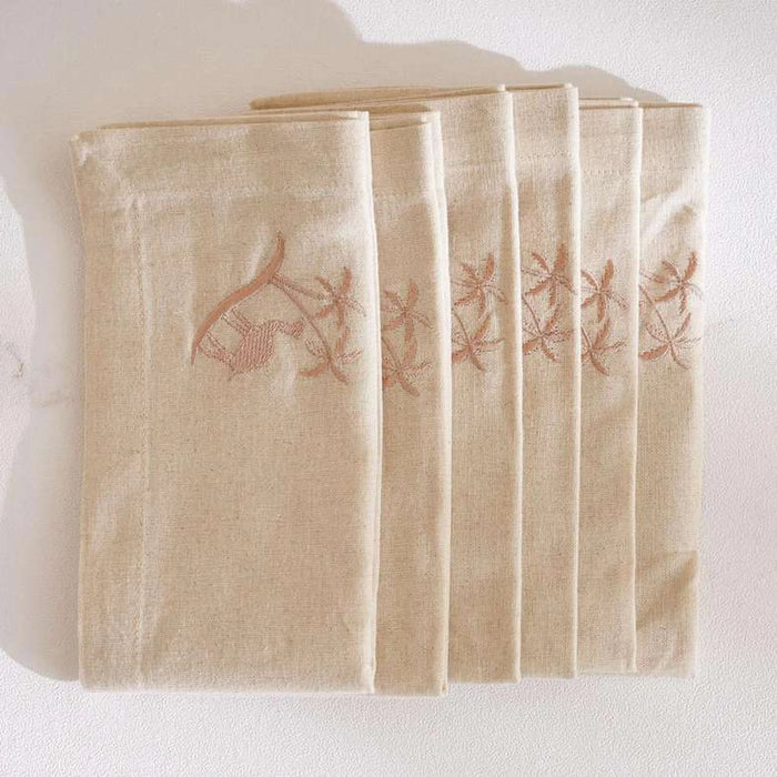 Sahara Stitch Cotton Linen 6Piece Napkin Set 45X45Cm - Natural/Gold